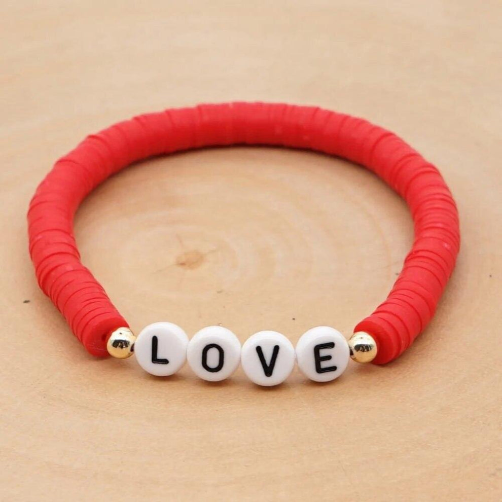2023News Polymer Clay Love Letter Manual Bracelet Hand-knitting Chain Craft Jewelry