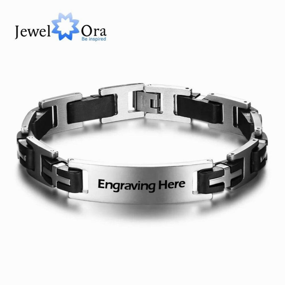 Personalized Stainless Steel Bracelets Men Jewelry Male Bracelets Bangles Classic Biker Chain (JewelOra BA101588)
