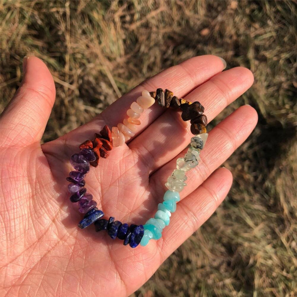1 Pc Fengbaowu Natural Quartz 7 Chakra Bracelets Chipped Gravel Beads Crystal Reiki Healing Stone Gift For Women