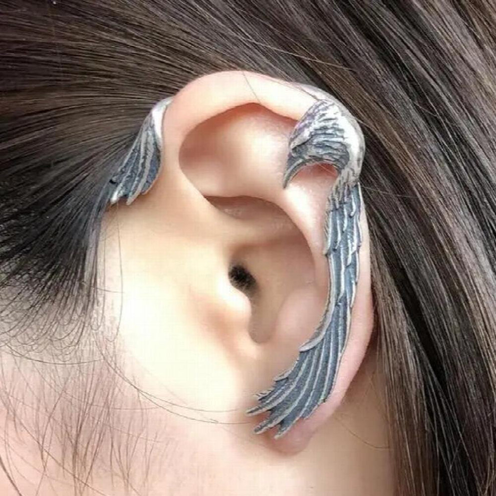 Unique 1pc Real 925 Sterling Silver Left Ear Clip On Earrings With Piercing Animal Bird Earcuff Jewelry