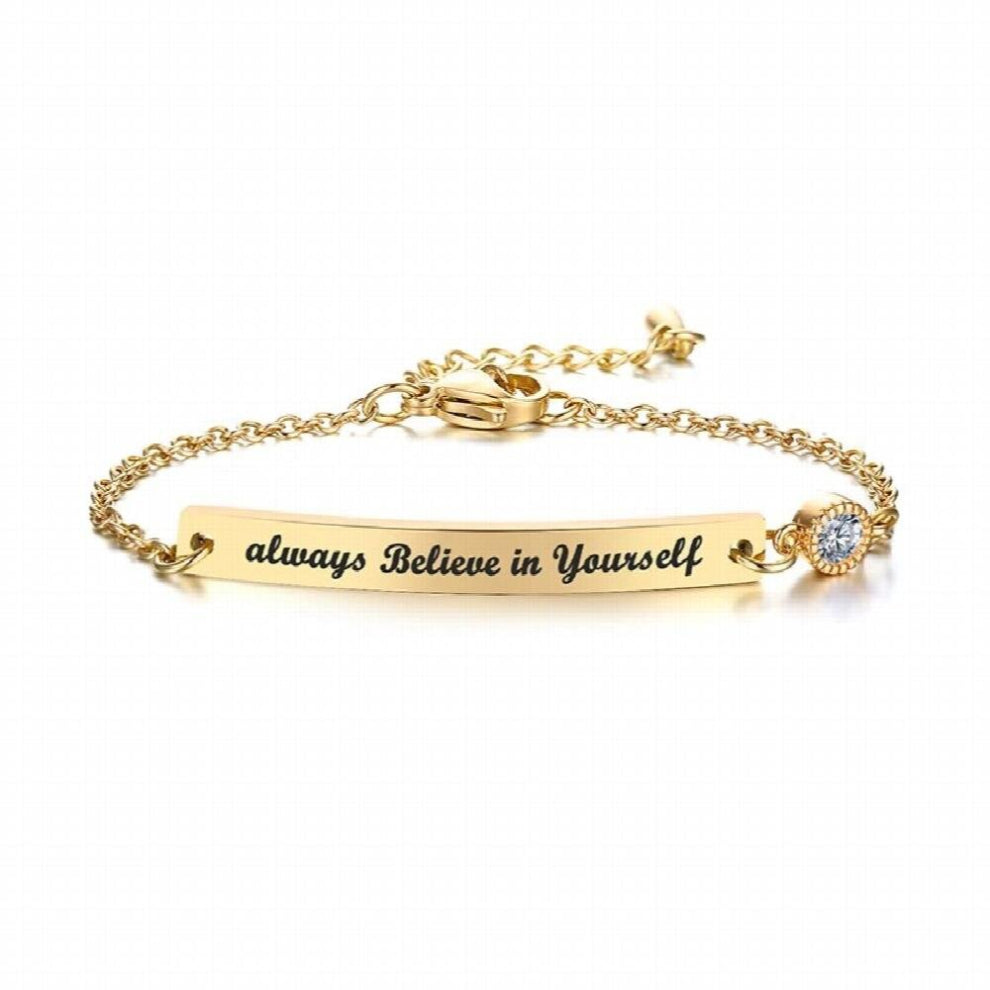 Womens Bracelets ID Bangle Glossy Stainless Steel Temperament Sister BFF Party Jewelry Personalized Gift To Her