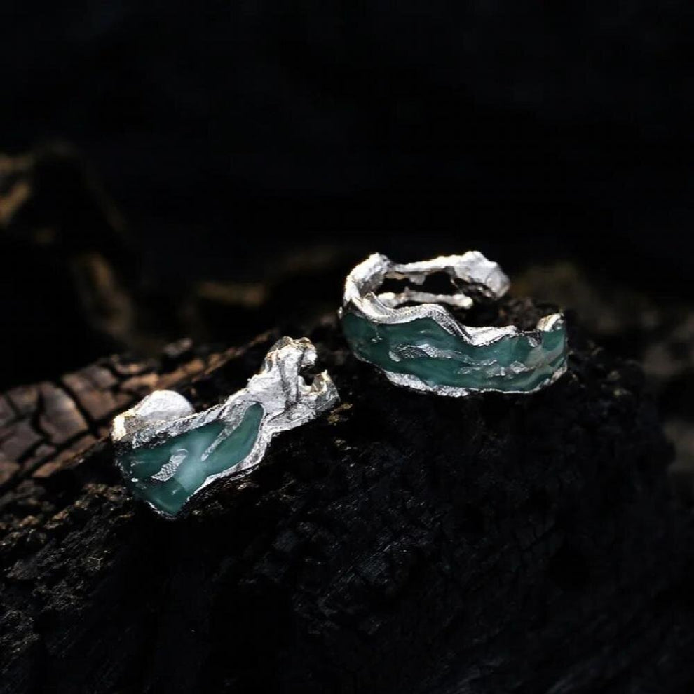 Real 925 Sterling Silver Enamel Ear Cuffs Wraps Textured Pierced Cartilage Earrings for Women Ear Cllips Hypoallergenic Jewelry