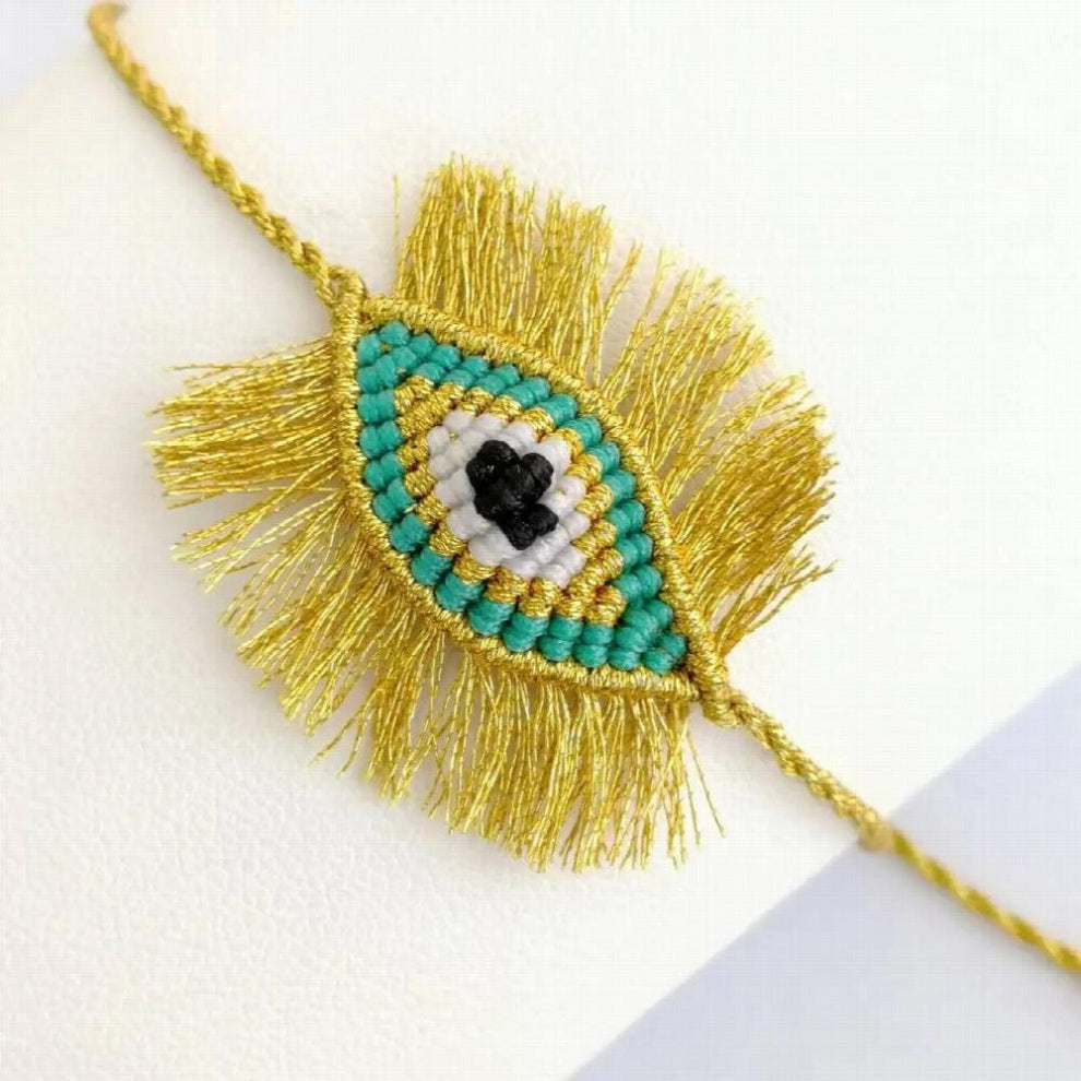 Evil Eye Hand Knitting Rope Bangle Braided Charm Macrame Bracelet 18k Beads Lucky Couple Women Gift