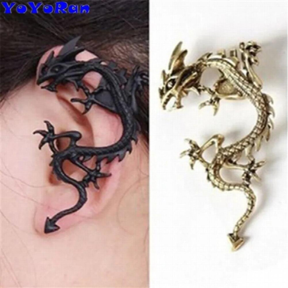 12pc flying dragon ear cuffs clip earring vintage Punk wing dragon animal bar rock single earring ear-hook hang jewelry