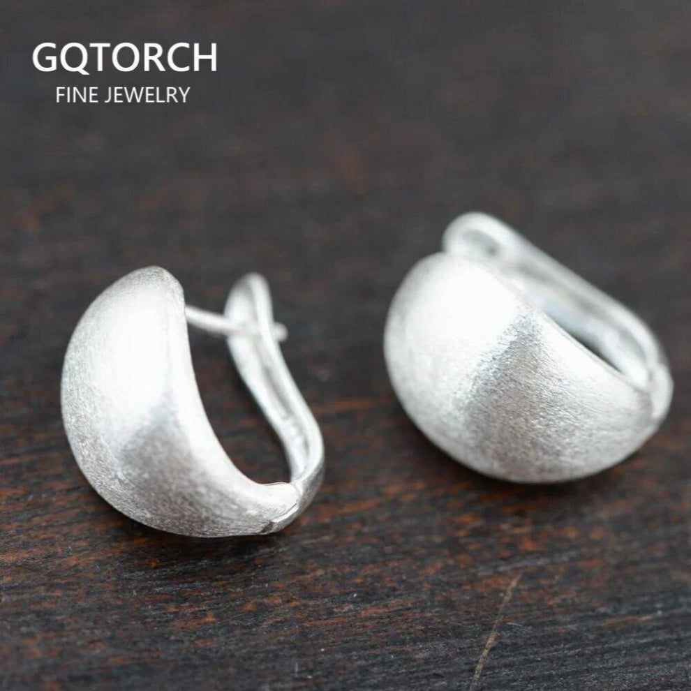 925 Pure Silver Ear Cuffs For Women Drawing Process Water Drop Shaped Earrings Ear Clip Jewelry