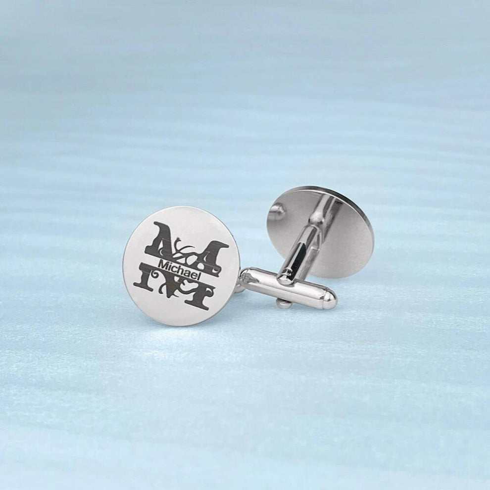 Dainty Personalized Monogram Letter First Name Cufflinks for Men Stainless Steel Jewelry Father Boyfriend Groosmen Suit
