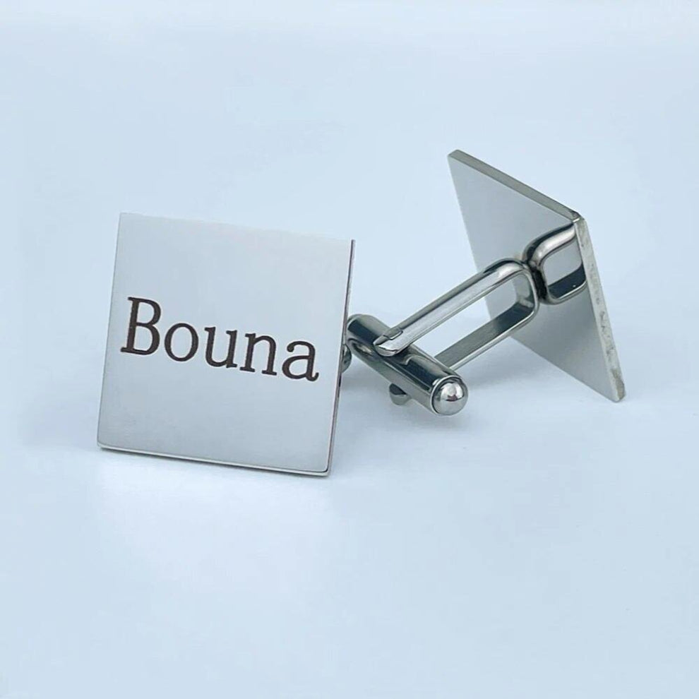 Classic Square Men Cufflinks With Name Personalized Nameplate Twins Stainless Steel Jewelry Wedding Men Gift Set