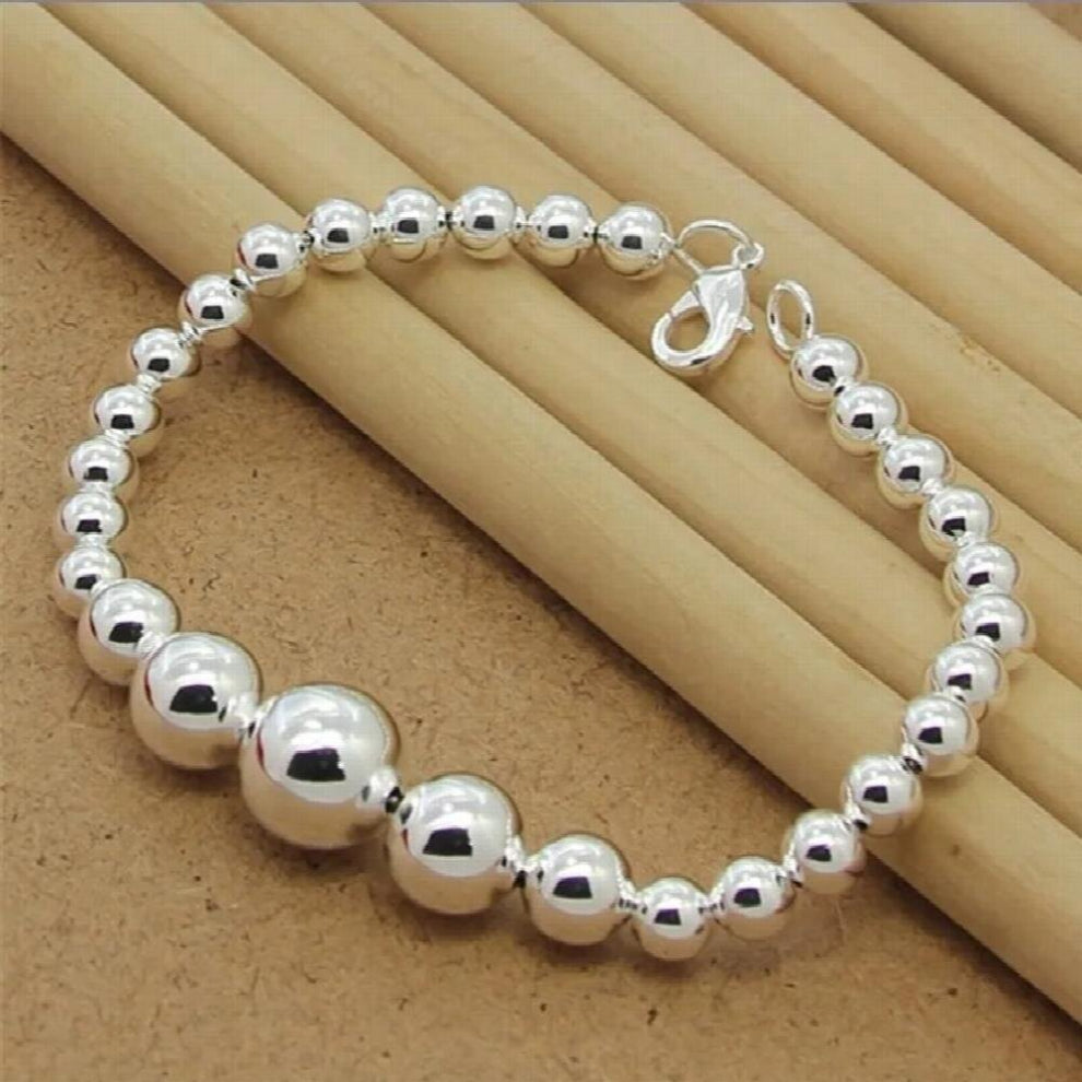 925 Sterling Silver Bracelet Glossy Bead Silver Chain for Woman Charm Jewelry Bracelet Gift