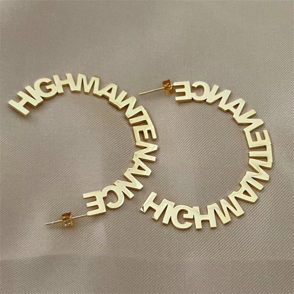 Name Earrings Personalized Jewelry Stainless Steel Earrings For Women Boho Hoops Letter Nameplate
