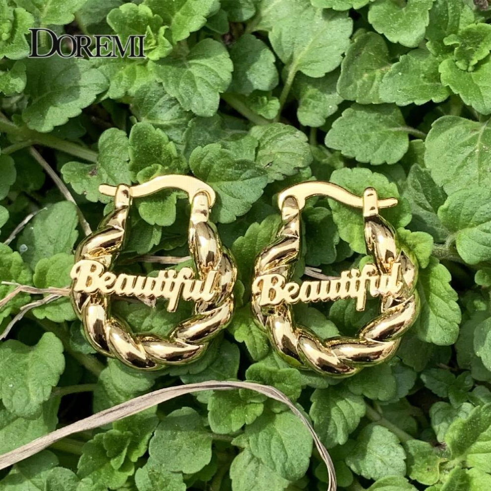 DOREMI Mini 18mm Small Twist Personalized Letter Hoops For Kids Name Earrings Women Earrings for Child Girl Anti-allergy