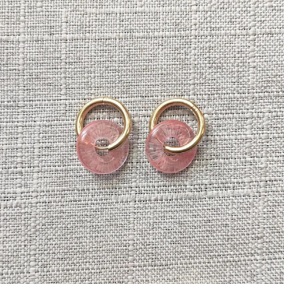 Experience Classic Round Stone Earrings Stainless Steel Hoops Colorful Kolczyki Women Unique Charm Accessories Moda