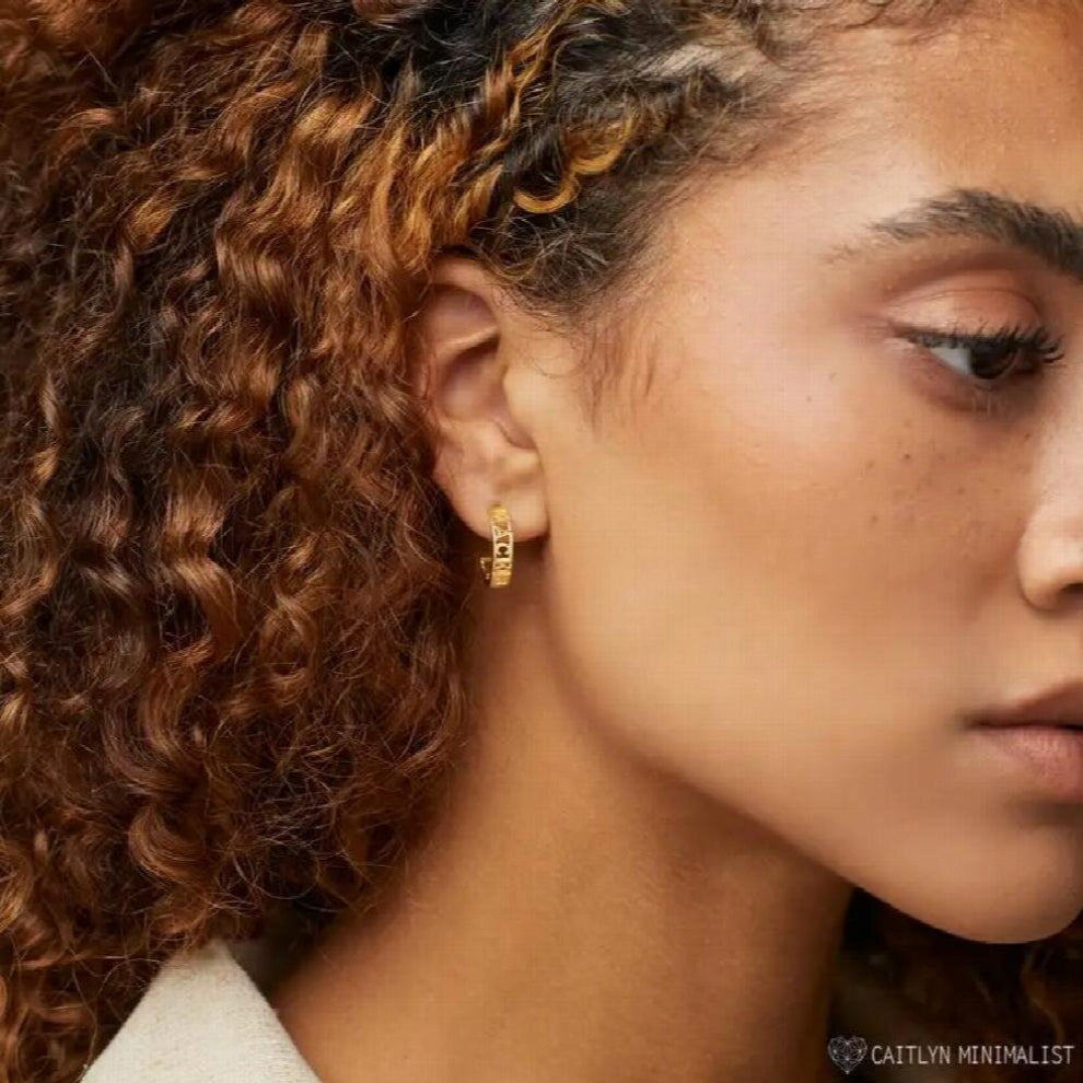 Personalized Stainless Steel Name Hoops Earrings Letters Cricle Chain Earrings Birthday Party Women Jewelry