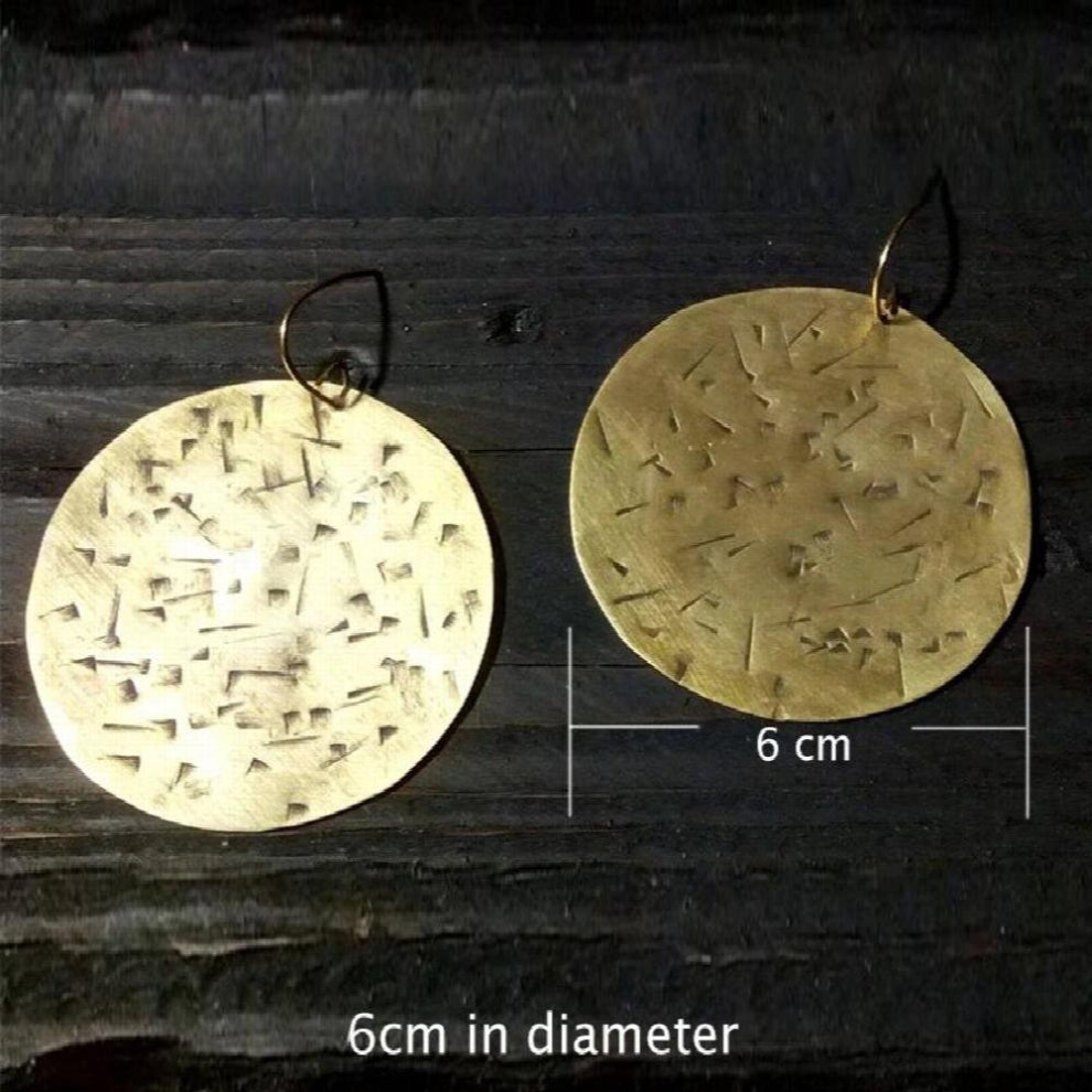 Oversize African earrings, extra large brass earrings, ethnic earrings, dangle hook earrings, brass hoops, disc earrings, bohemi