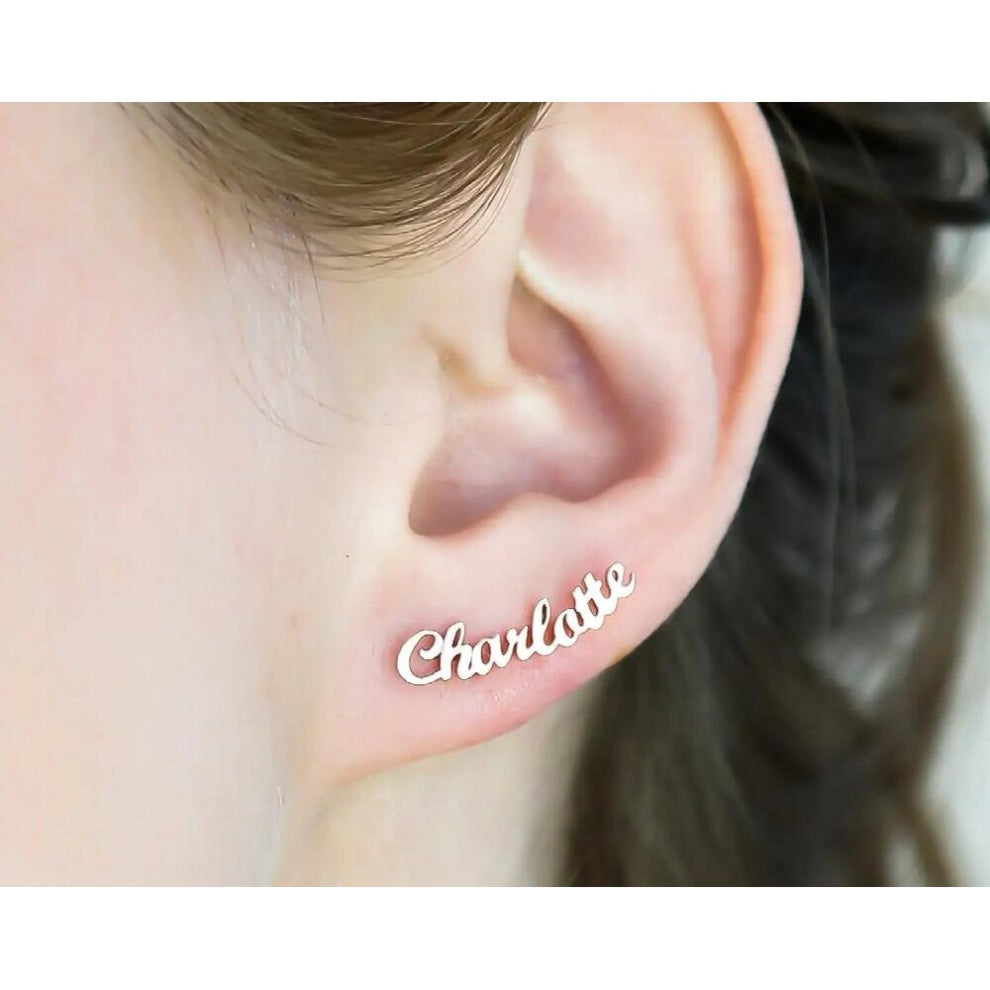 Name Earrings?Personalized Jewelry?Minimalist Earrings?Stainless Steel Personalized Name Earrings?Mothers Gift Women