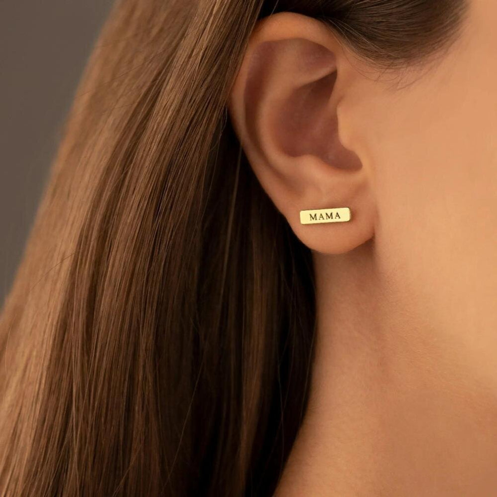 Personalized Name Bar Earring-Custom Stud Earrings-Name Earrings-Stud Name Earrings-Personalized Gifts-Customized Gift for Women