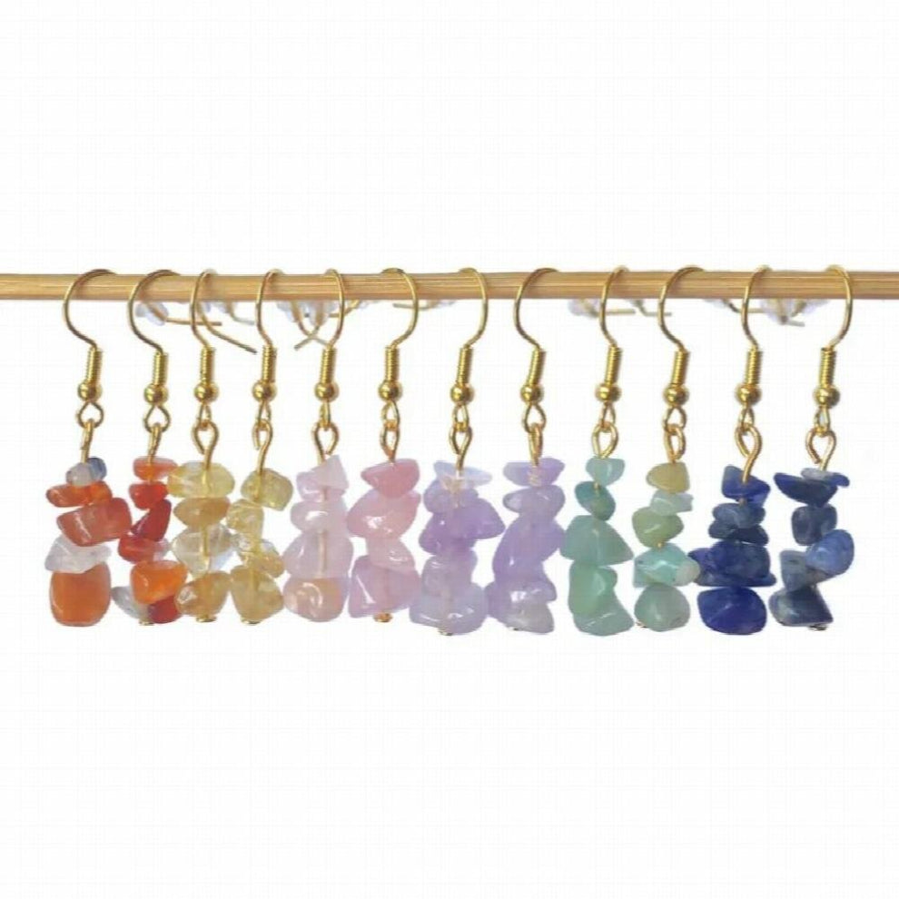 Gemstone Dangle Earrings | Healing Stone Earrings, Dainty Crystal Earrings, Minimalist Drop Earrings, Raw Crystal Jewelry, Chip