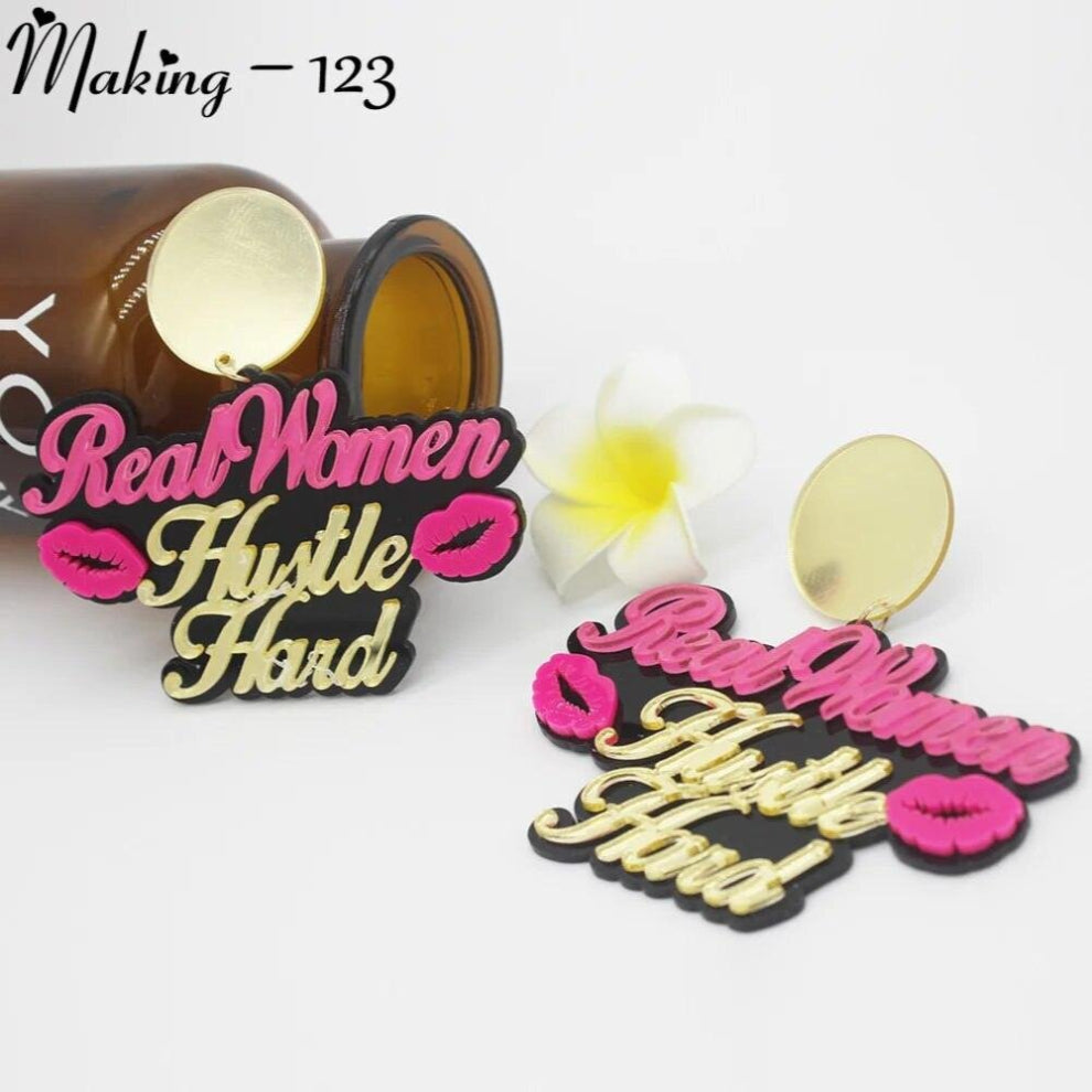 Making-123 Hoops Earrings ??????? Name Earrings Aretes Bamboo ?????? Acrylic Hoop Earrings Personalized Jewelry