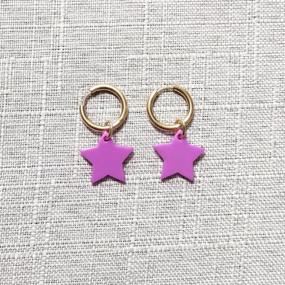 Acrylic Five-pointed Star Pendant Earrings Variety For Ladies Charm Kolczyki Stainles Steel Hoops