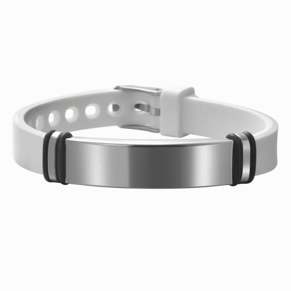 Personalized Text Leather Bangle Silicagel Bracelet for Men Women Stainless Steel Band Optional Font Symbols Gift Jewelry