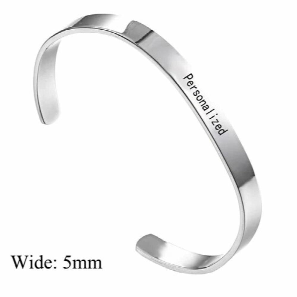 1PC Stainless Steel Personalized Engraved Name Letters Bracelet&Bangle For Women Men Jewelry Gift
