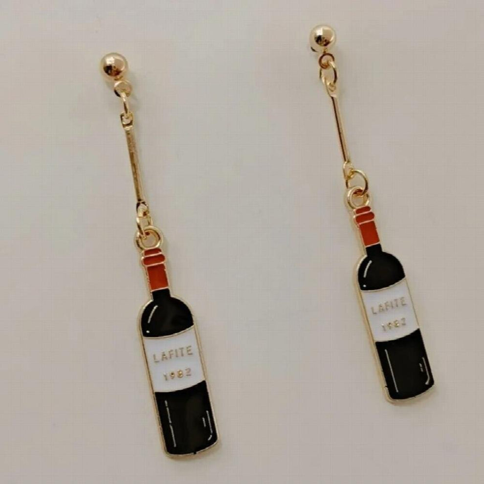 Wine earrings, beer earrings, asymmetric earrings jewelry Mini food jewelry for wine and beer