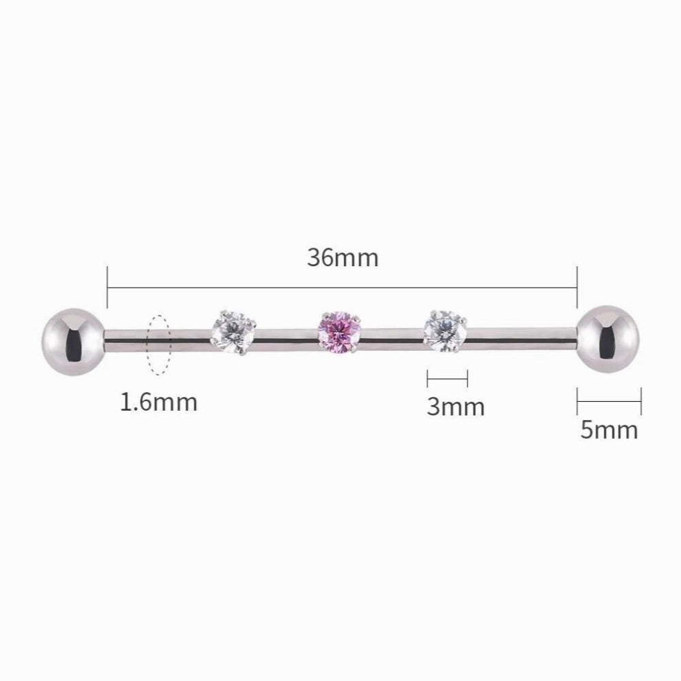 ASTM F136 Implant Titanium 14G Industrial Barbell Earring Cartilage Body Piercing Jewelry Bar 36mm 38mm