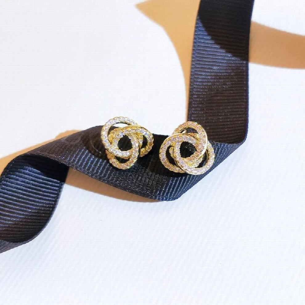 18k Real Woman Stud Earrings Unusual Earings Piercing Small Crystal Vintage Ear Cuffs for Party Womens Jewelry