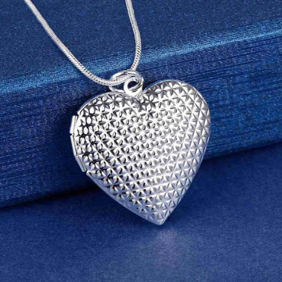 925hot Silver Photo Frame Pendant Necklace Snake Chain For Woman Charm Wedding Jewelry ColorLN072