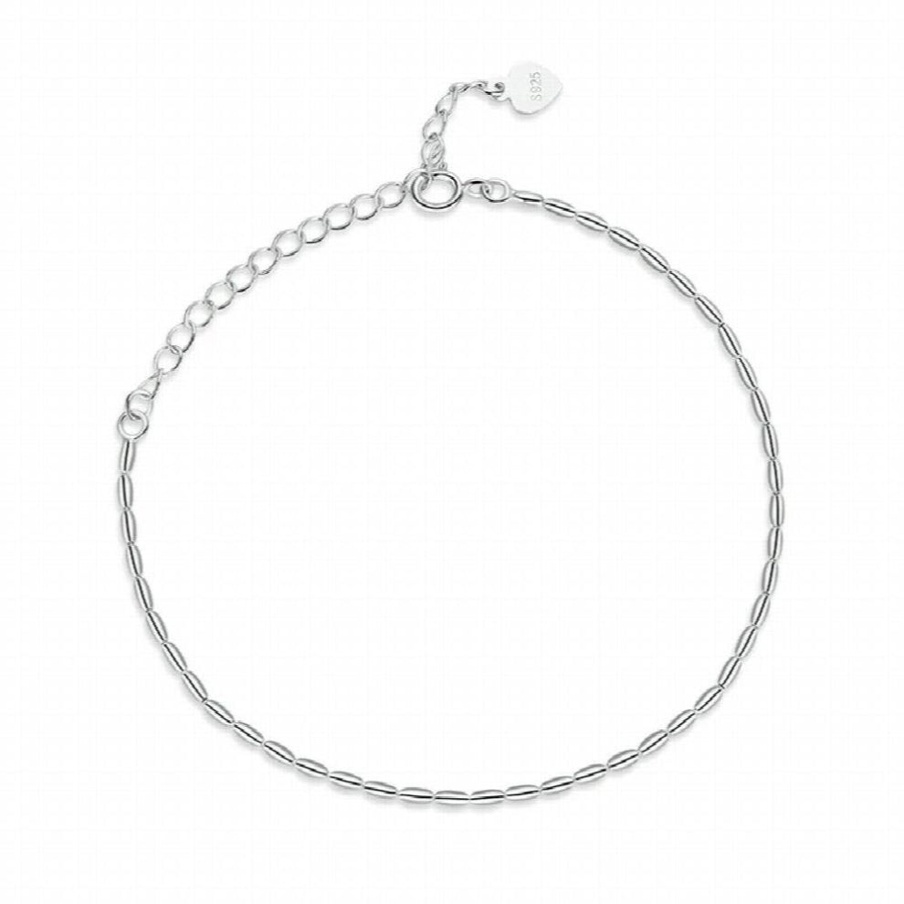 925 Sterling Silver Classic Rice Grains Chain Bracelets For Women Rose Double Link Glossy Wrist Bracelet Wedding Gift