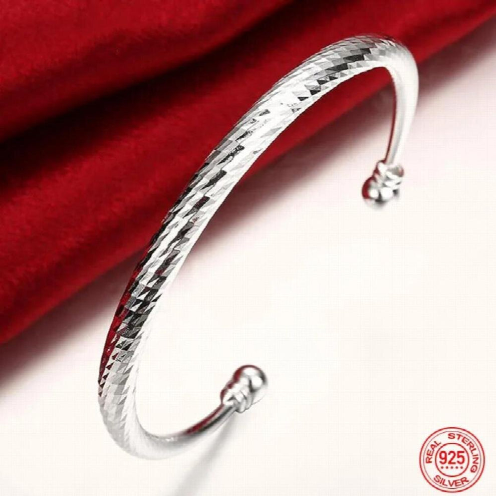 925 Sterling Silver Open Cuff Bracelet&Bangles For Women Jewelry Party