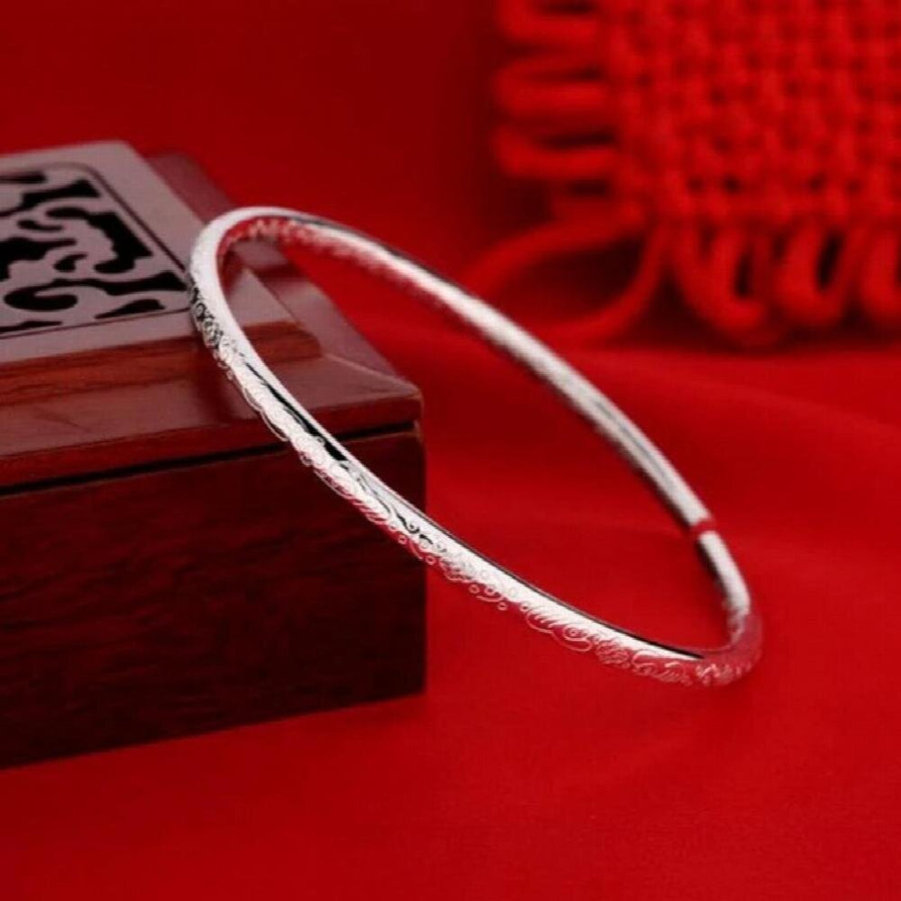 1PCS 925 Sterling Silver Bohemian Carving Open Cuff Bracelets&Bangles Women Jewelry Pulseras