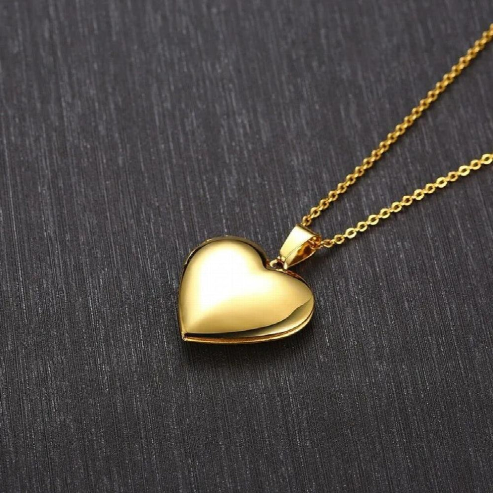 Light Heart Locket Pendants for Women Men Openable Photo Frame Glossy Stainless Steel Necklaces Family Love Collar