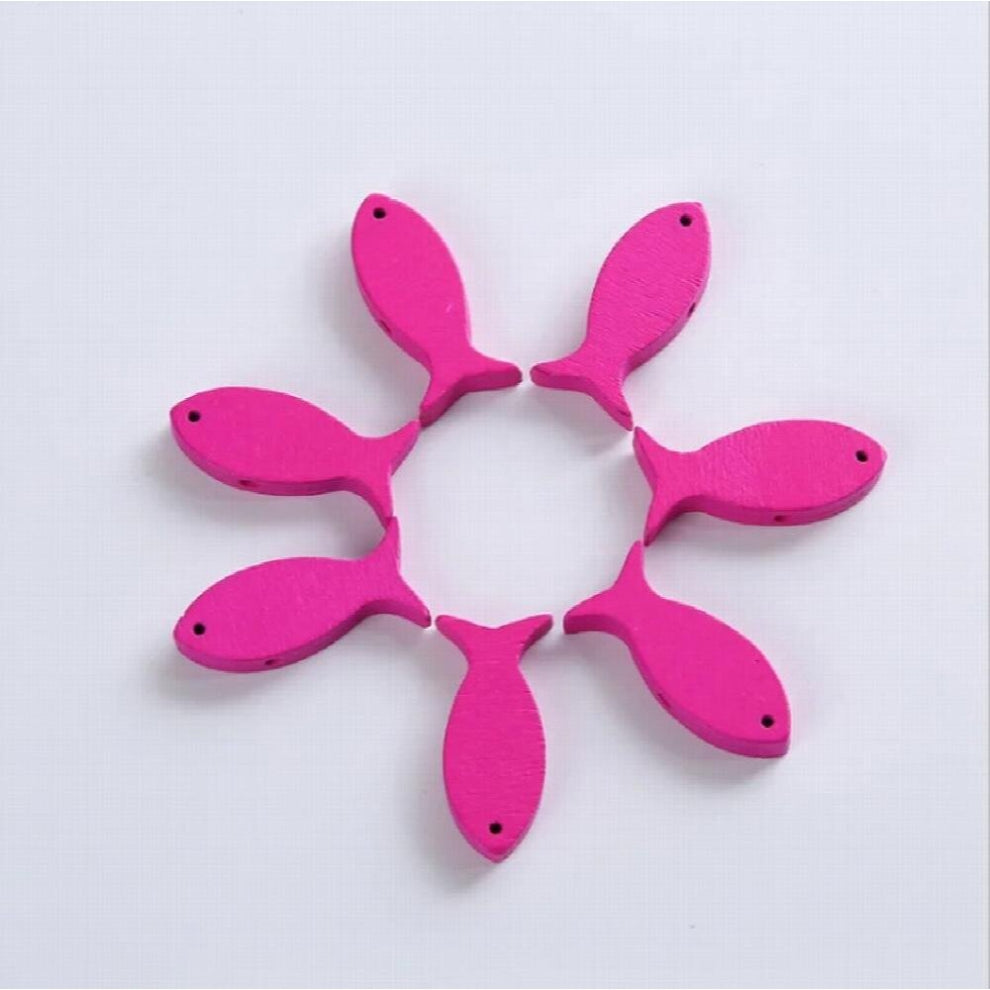 50Pcs Colorful Cartoon Fish Shape Wooden Beads Wood Chip Childrens Environmentally Jewelry Baby Toy Accessories