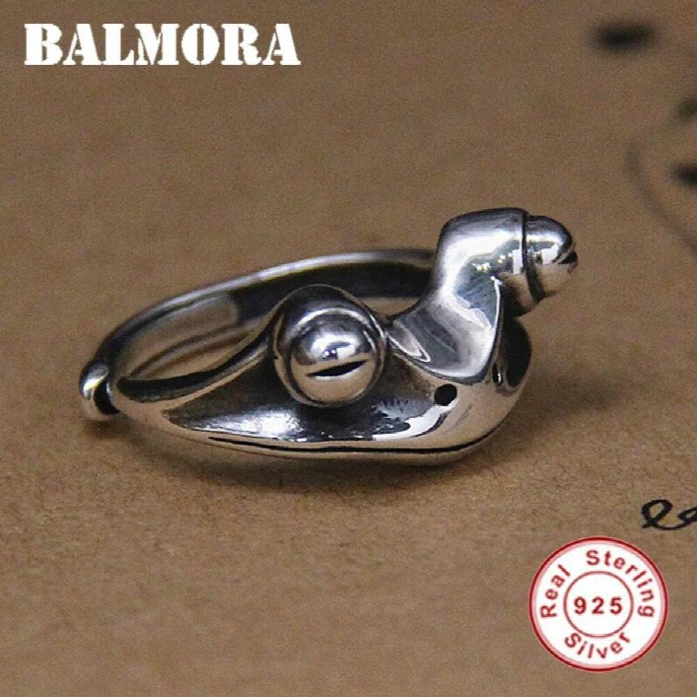 Sterling Silver Glossy Frog Ring For Women Men Vintage Animal Open Adjustable Stacking Ring Jewelry Gift Anillos