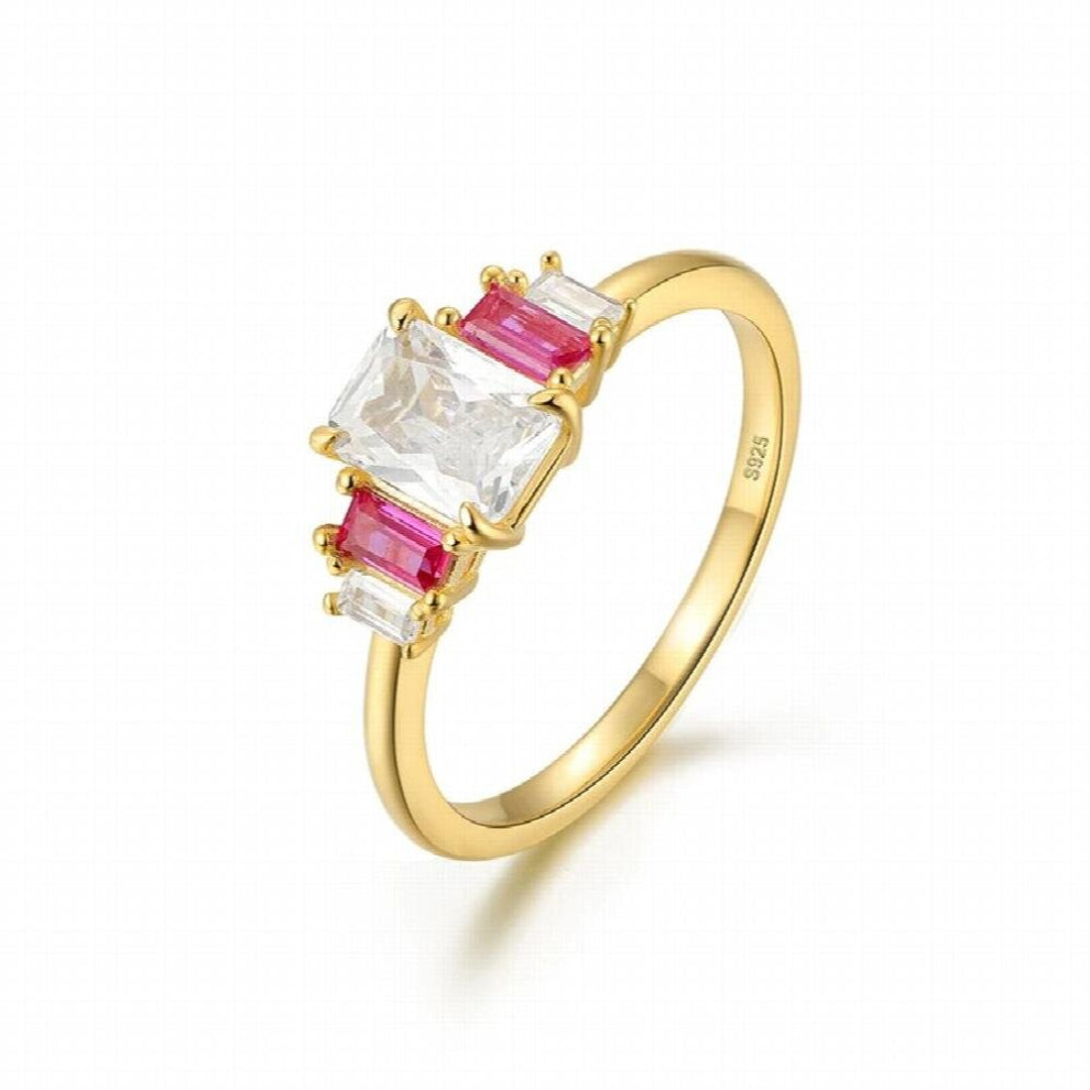 Clear Crystal 925 Sterling Silver Rings For Women Fine Jewelry Natural Zircon 18K Glossy Bague Wedding Party