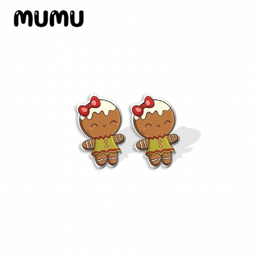 Christmas Gingerbread Cookies Acrylic Stud Earring Funny Earrings Resin Epoxy Jewelry