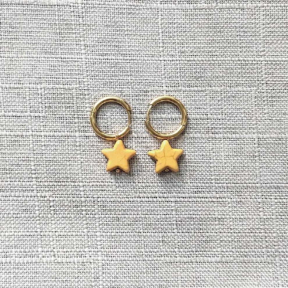 Women Star Stone Pendant Earrings High Stainless Steel Hoops Retro Beach Jewelry Kolczyki Moda Gift For Girl