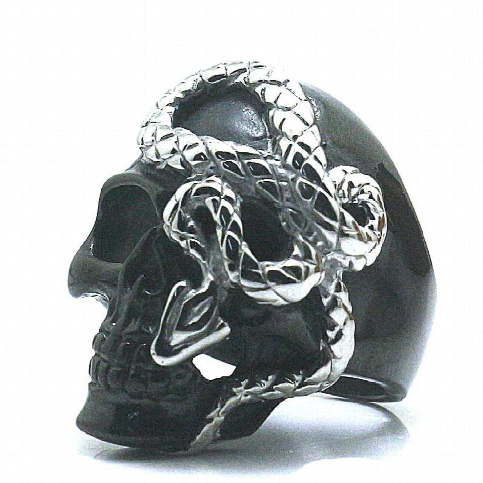 Vintage Mens Stainless Steel Ring Gothic Punk Horror Snake Skull Ring Mens Rock Biker Jewelry Gift