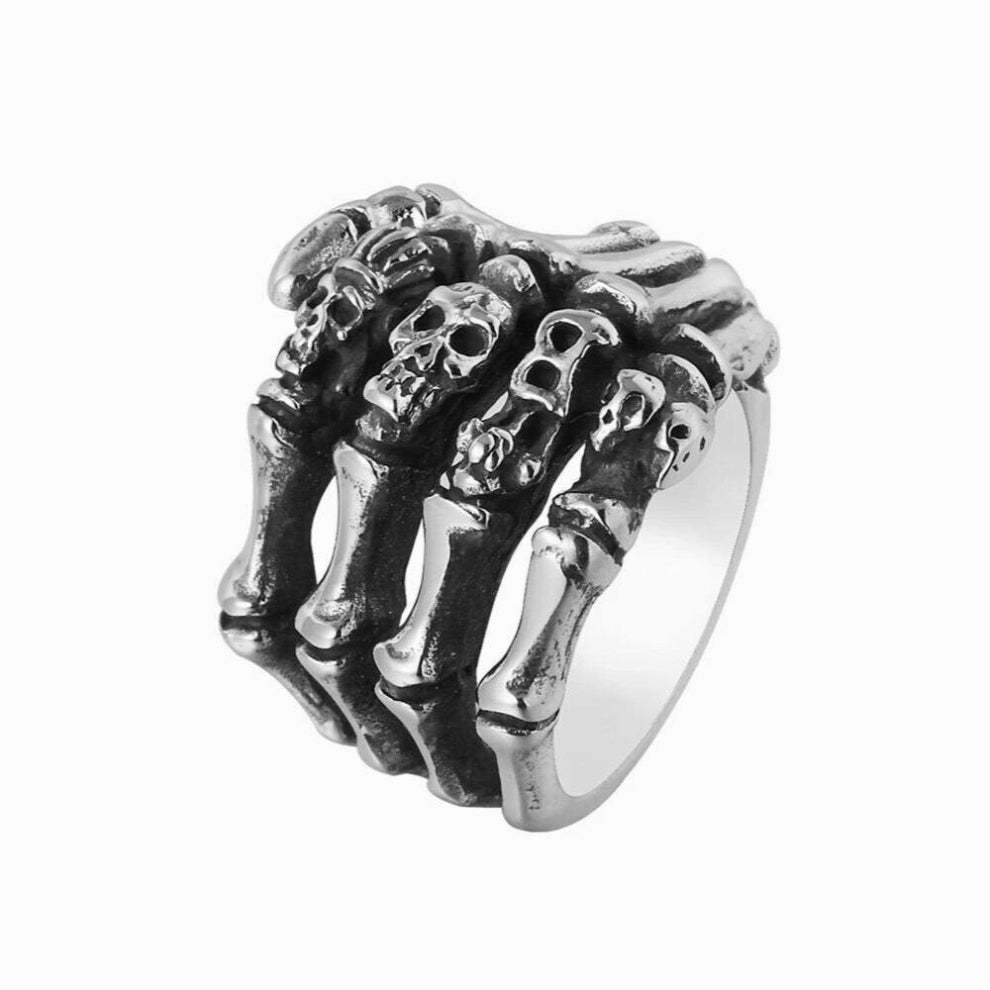 Silver Skeleton Hand Rings For Men Style Stainless Steek Biker Jewelry Low Items