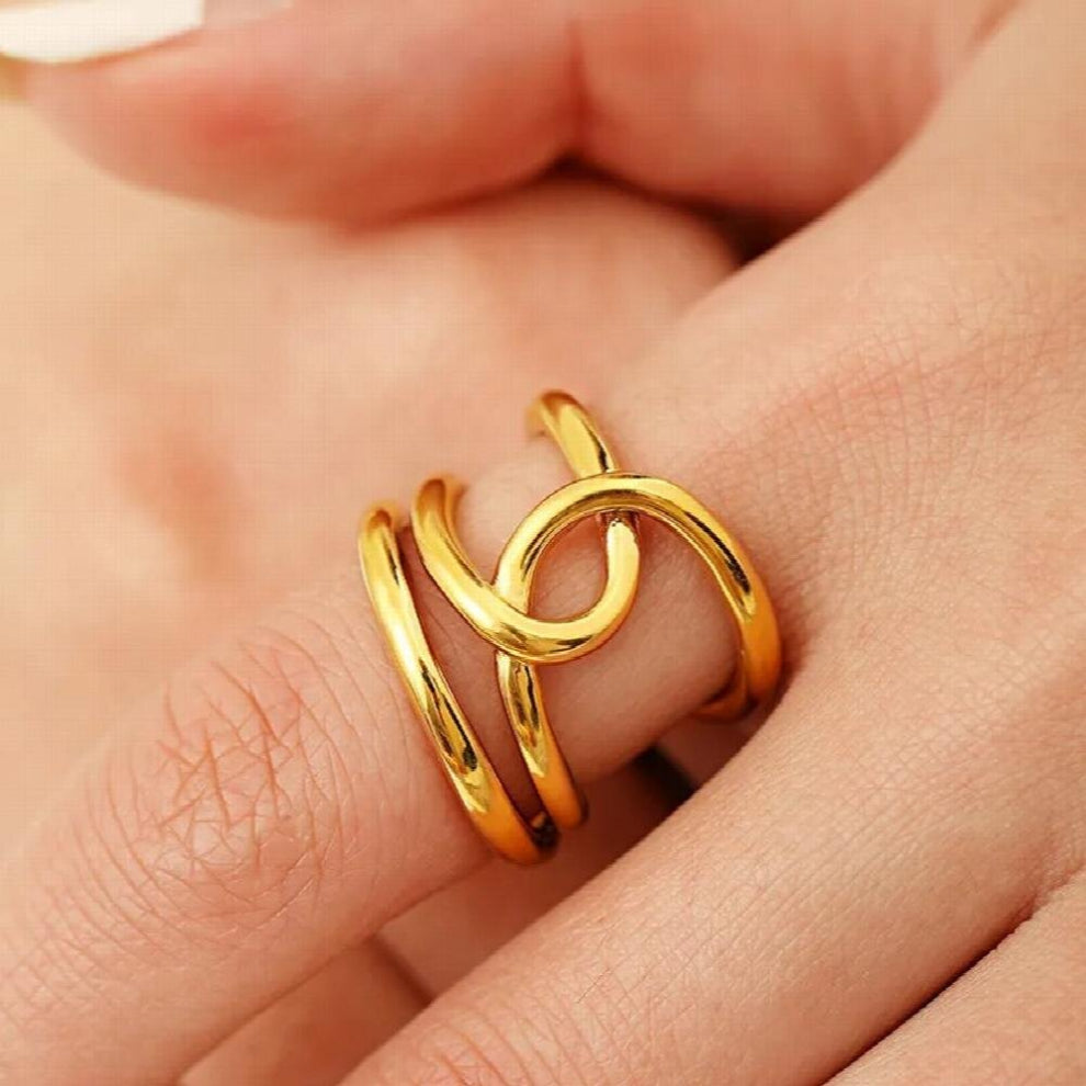 Vintage Ring Punk Girl Geometry Entwine Golden Silver Plated Ring For Women Jewelry Gift Wedding Party Accessories