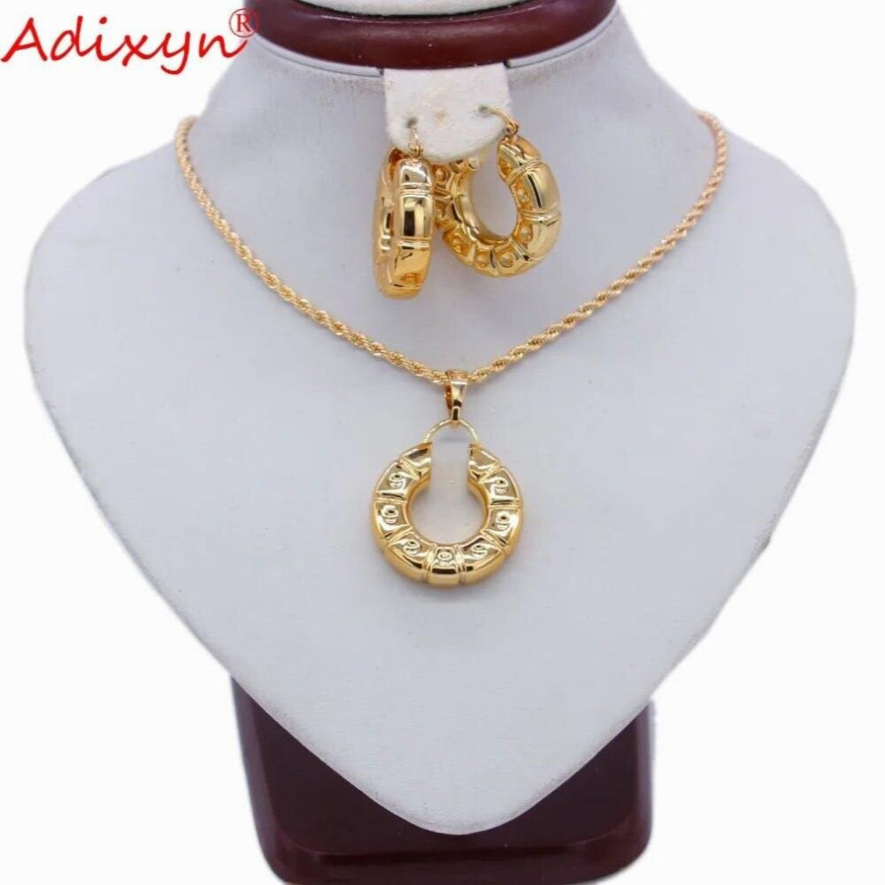 Dubai Jewelry sets For Women Rose African Nigerian Wedding Earring-Necklace-Pendant Jewelry N10228