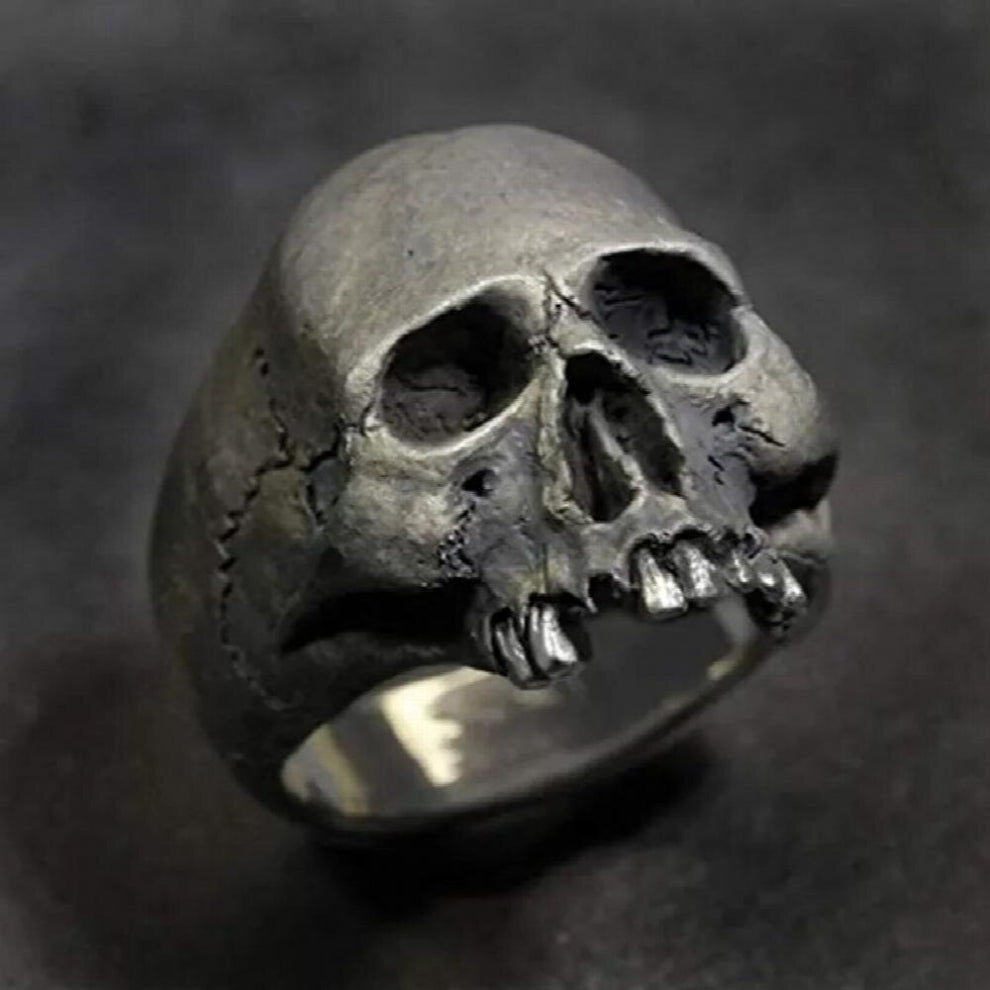 Vintage Mens Punk Skeleton ring Gothic Punk Ghost Head Skull Ring Hip-Hop Mens Horror Skeleton Locomotive Rock Biker Jewelry