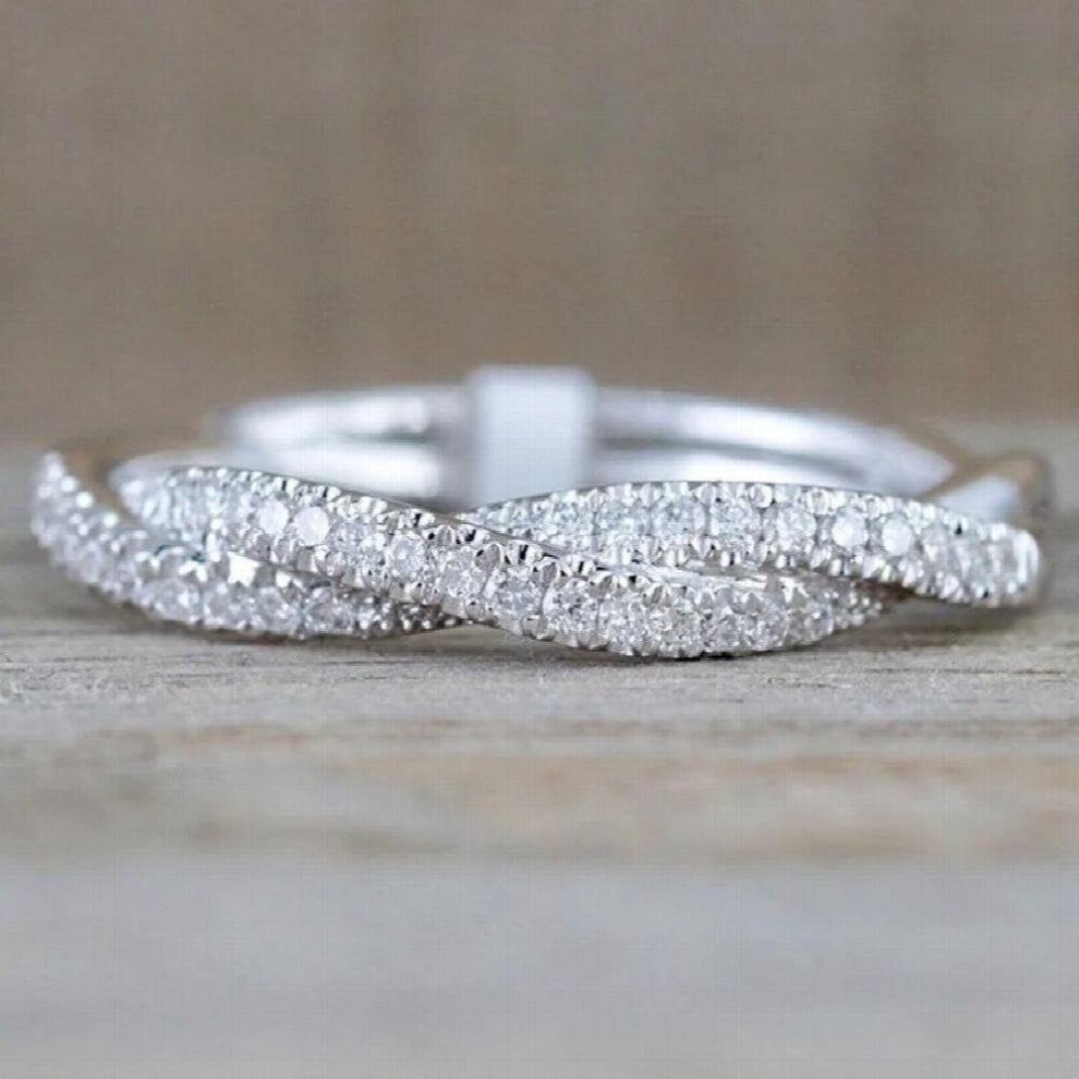 Hot Style Entwined Love Ring Creative Crystal Ring Bridal Wedding Engagement Ring