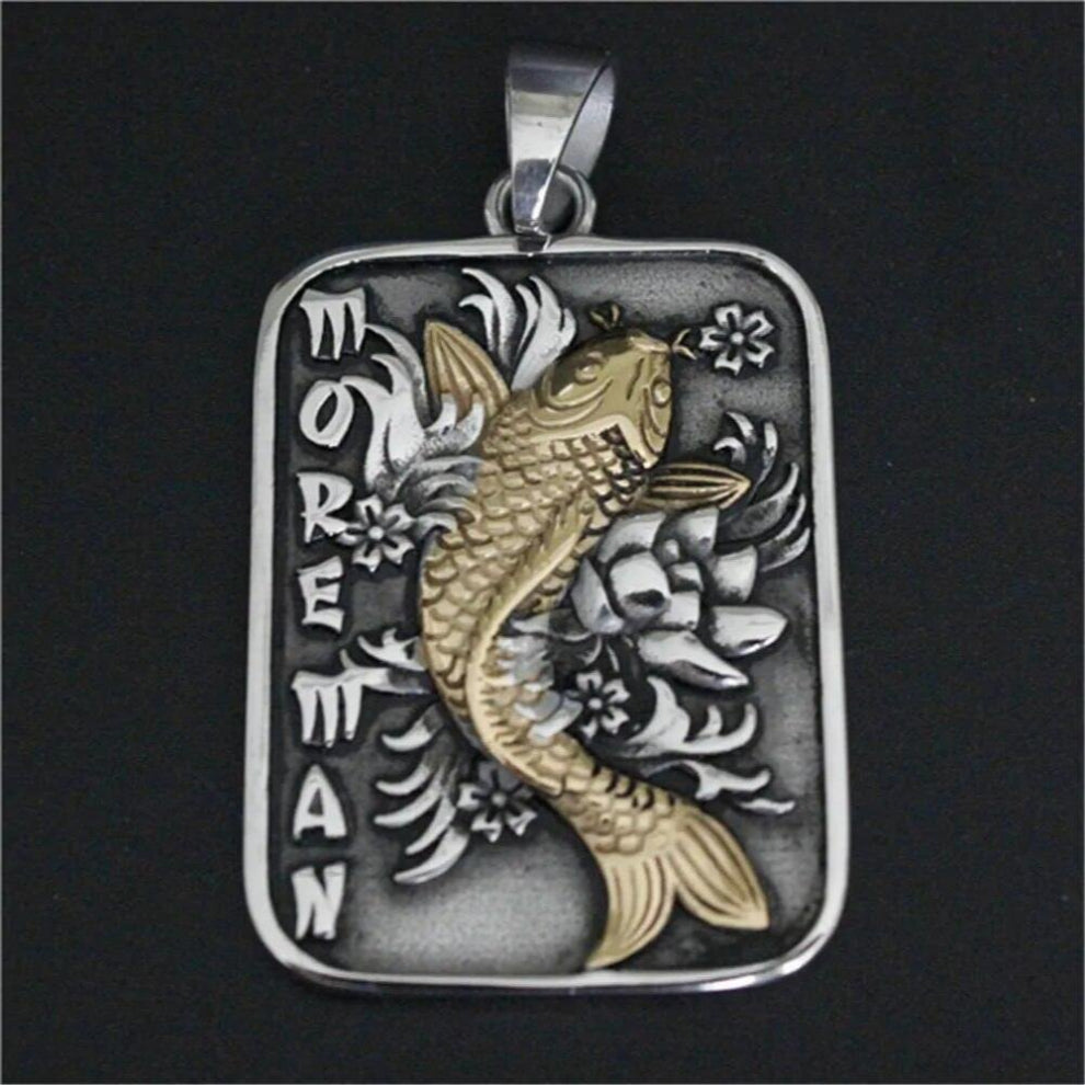 1pc Support Dorpship Golden Fish Pendant 316L Stainless Steel Biker Pendant