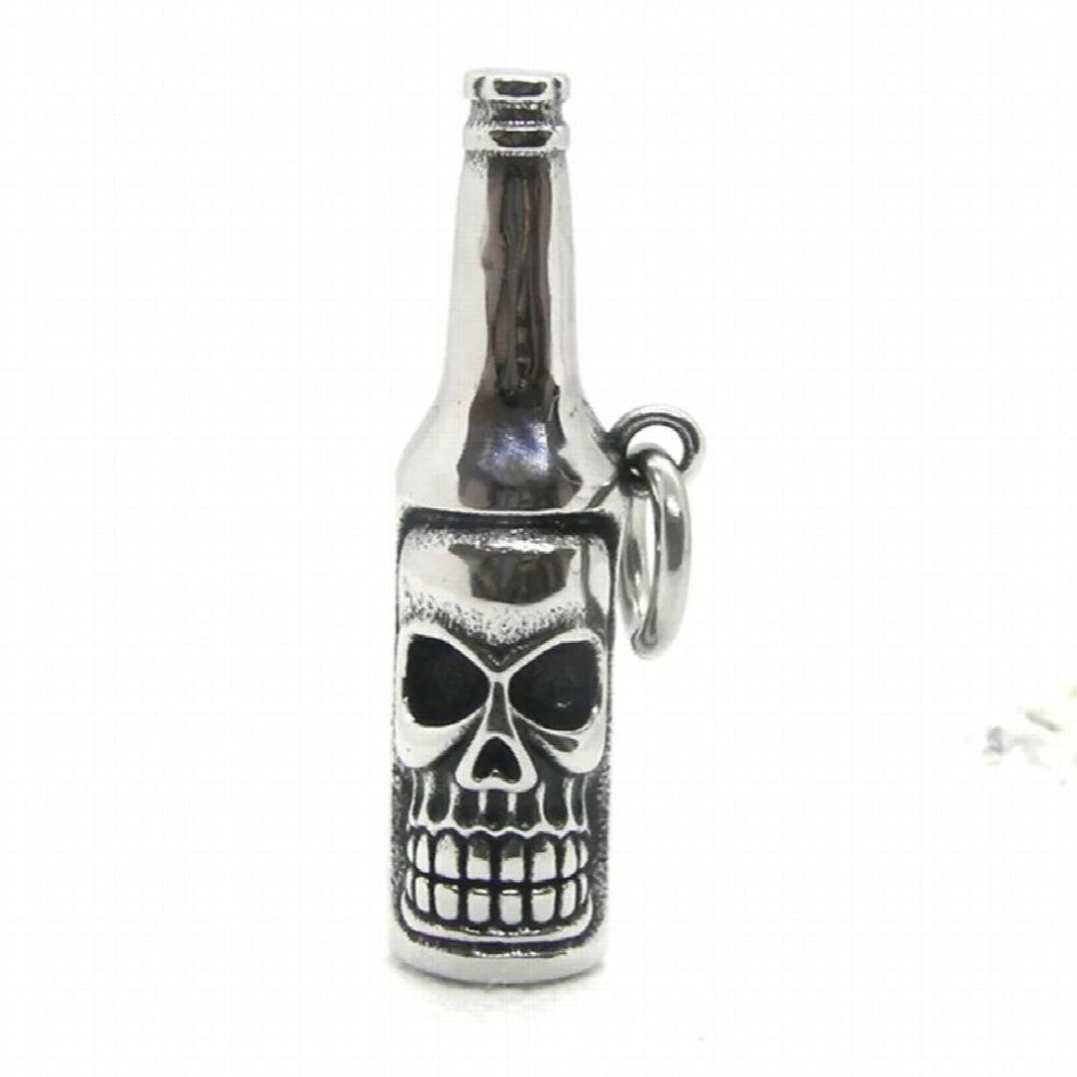 Support Skull Beer Bottle Pendant 316L Stainless Steel Jewelry Bottle Pendant