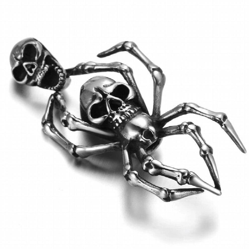 Huge Mens 316L Stainless Steel Spider Devil Skull Biker Pendant