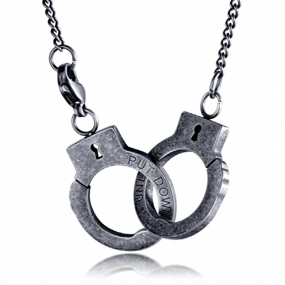 Punk Stainless Steel Handcuffs Pendant Necklace For Man Link Chain Accessories Jewelry Boy Gift shiping