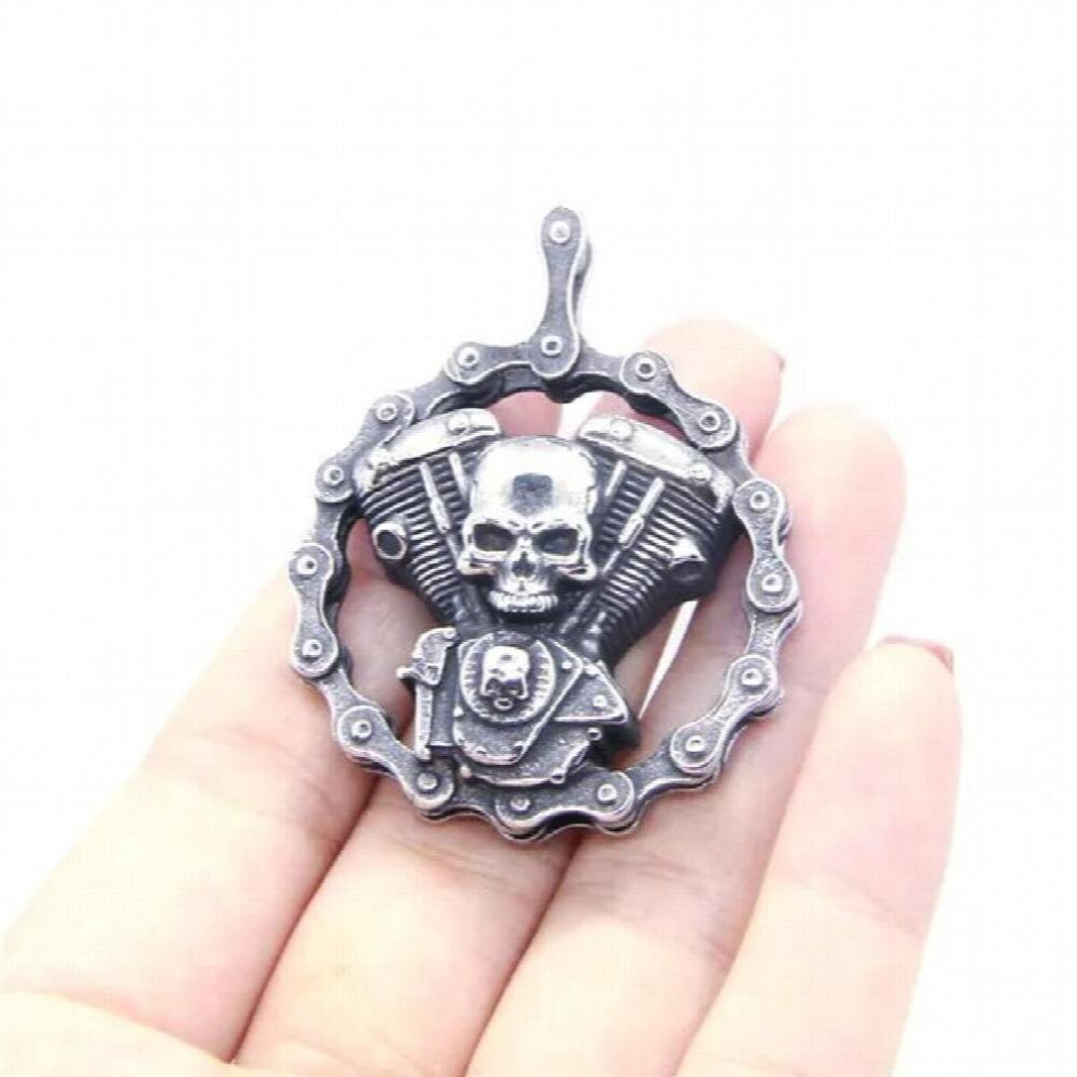 Motorcycles Chain Skull Engine Pendant 316 Stainless Steel Soild Biker Skull Pendant
