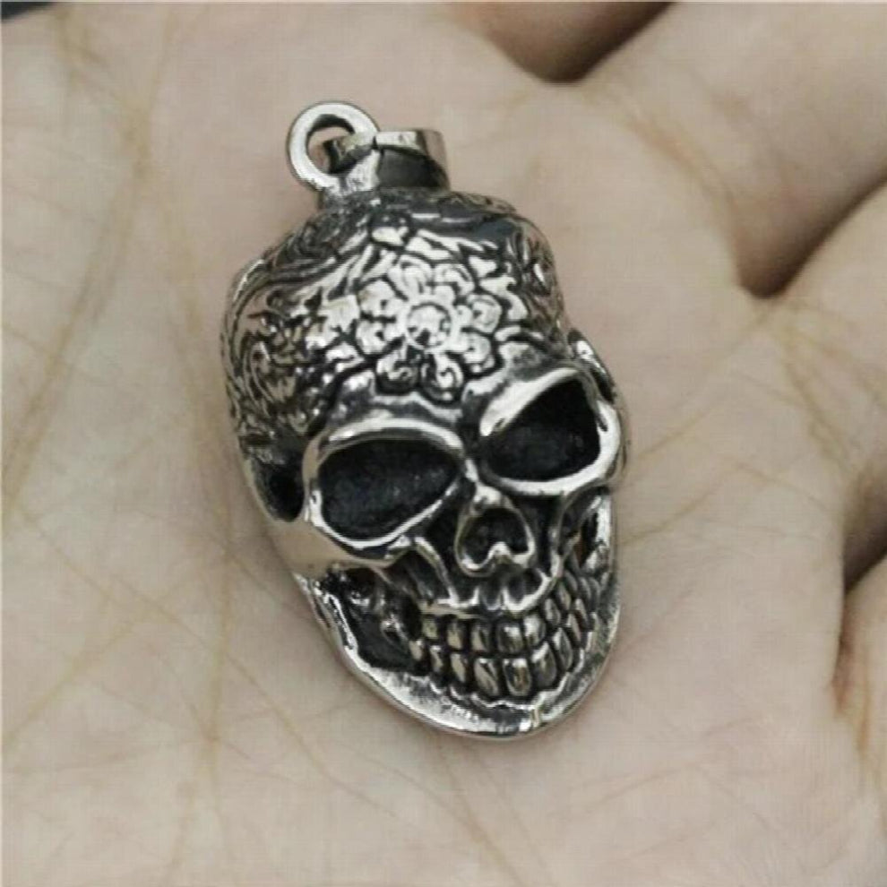 Flower Skull Pendant 316L Stainless Steel Hot Selling Biker Skull Pendant