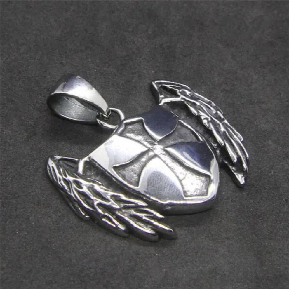 Cross Jesus Feather Pendant 316L Stainless Steel Soild Biker Feather Pendant